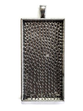 🔥$1 Clearance Silvertone Rectangle Cabochon Pendant Tray 50mm x 28mm (1pc)
